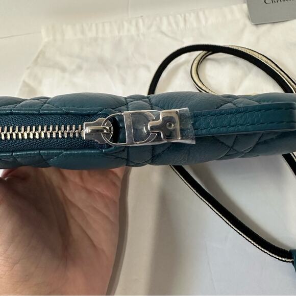 Dior Cannage Caro Multifunction Pouch w/ Wallet Teal Cell phone Pouch Wallet - Picture 9 of 10